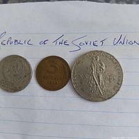 Overview of all three Soviet coins side-by-side on paper