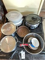 Group shot showing all cookware and appliances