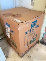 Front of Maytag shipping box