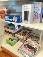 Shelf with all boxed items visible