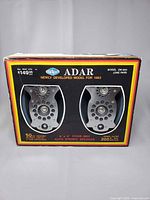 Front view of Adar retail box showing both speakers and model information