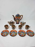 Full tea set layout showing all pieces