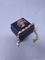 Ring and bracelet on gift box, showing overall appearance