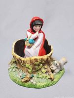 Red Riding Hood figurine seated in tree stump base