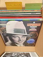 Front of box showing Bing Crosby LP and divider cards