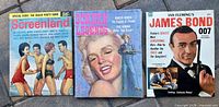 Three 1965 movie magazines: Screenland May 1965, Screen Legends Aug 1965, James Bond 007