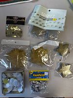 All seven packaged star-themed party decor items