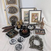 Group shot showing all decor items together for scale and condition overview