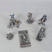 All six pewter mouse figurines displayed together