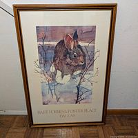 full view of framed rabbit print