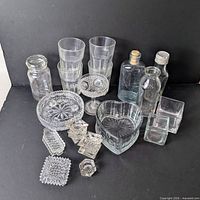 Group shot shows all 15 clear glass items