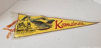 Full view of yellow Kamakura souvenir pennant front side