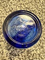 Bormioli Rocco mark on cobalt blue glass base