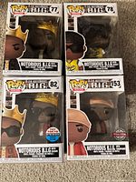 All four boxed Notorious B.I.G. Funko Pop figures #77, 78, 82, 153