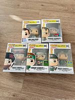 Front view of all five boxed Funko Pop! figures