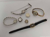 Group shot showing all seven watches and watch heads