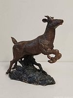 Front angled view of bronze & spelter deer sculpture