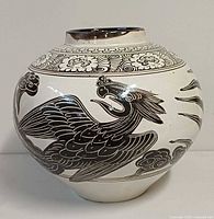 Front view of Cizhou jar showing phoenix motif