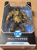Front view of sealed Gorilla Grodd figure in DC Multiverse box