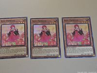 Three Rose Princess Yu-Gi-Oh! cards side by side