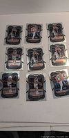 Nine Panini Prizm Monopoly NBA cards laid out in 3x3 grid