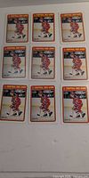 Nine identical Sergei Fedorov Central Red Army cards laid out