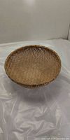 Top view of wicker basket showing weave pattern