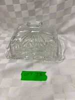 top view of crystal butter dish with lid on base