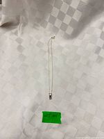 Full view of 20" silver necklace with purple stone pendant