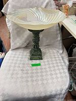 Full view showing birdbath assembled on chair