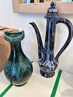 Both vases side by side showing overall forms and glazes