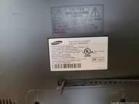 Close-up of rear label showing Samsung model LN52B640 specifications