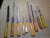 Group shot of all carving set pieces laid out for overview