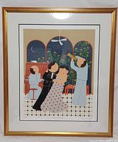 Full view of framed John Lim lithograph