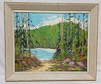 Front view of framed painting showing full artwork and frame