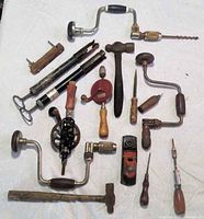 Full layout of all antique tools on white background