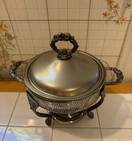 Full view of chafing dish with lid on