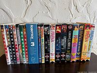Row of all tapes showing spines and titles