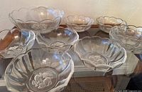 Full set showing large serving bowl and eight small bowls