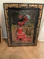 Full view of framed bas-relief wall art