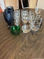 group shot showing all assorted glassware on table