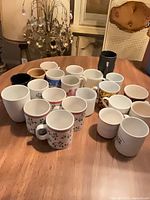 Group view of entire assortment of mugs on table