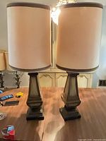 Full view of both lamps with shades and bases visible