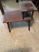 Overall view of two-tier wooden end table