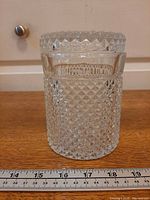 Front view of crystal bucket showing diamond pattern and scale
