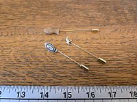All three stick pins with scale ruler for size reference
