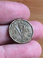 Reverse showing Canada V design, date 1943, denomination