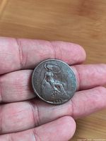 Reverse of 1919 half penny showing Britannia and date