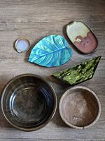 Overhead view showing all six items together