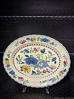 Front view of the oval platter showing floral pattern and condition